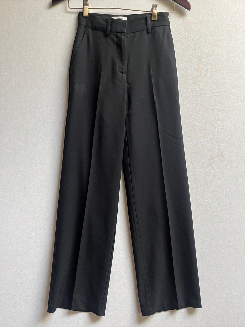 Babaton Wool Blend Classic Black Wide-Leg Dress Pants 00